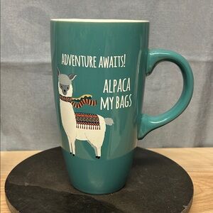 Teal Adventure Awaits Alpaca Mug 18 oZ